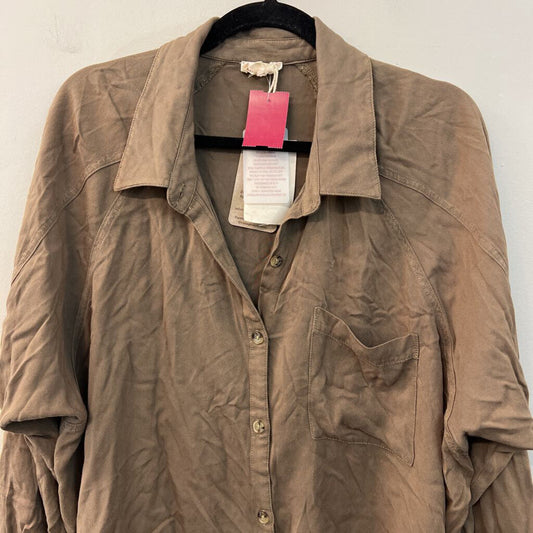 Hem and Thread Olive Long Sleeve Button Down Top Large