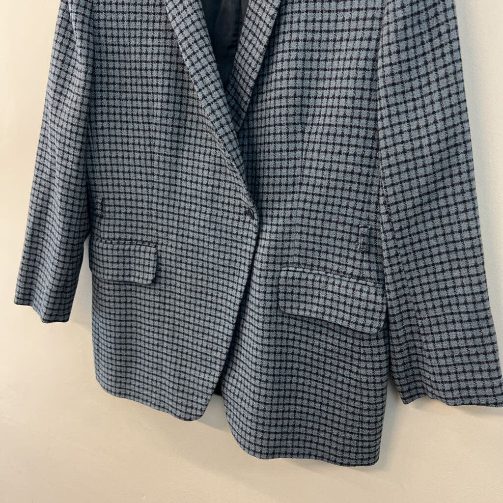 Jones New York Blue/ Navy Gingham Blazer Jacket Large