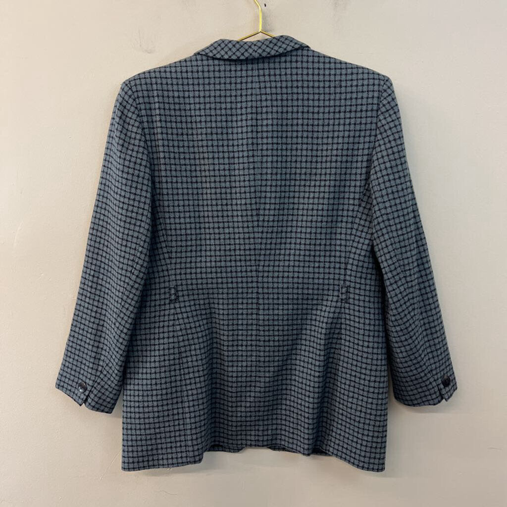 Jones New York Blue/ Navy Gingham Blazer Jacket Large