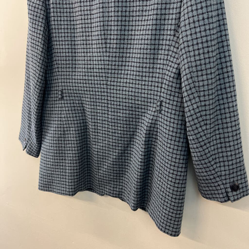 Jones New York Blue/ Navy Gingham Blazer Jacket Large