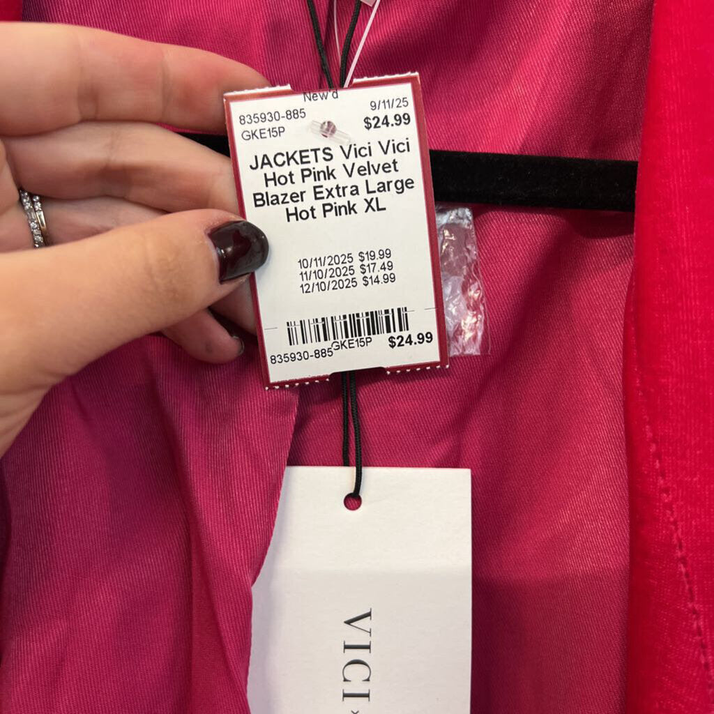 Vici Hot Pink Velvet Blazer Extra Large