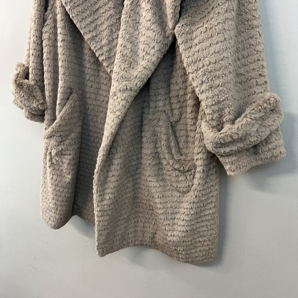 Vince Camuto Beige Faux Fur Long Jacket Large