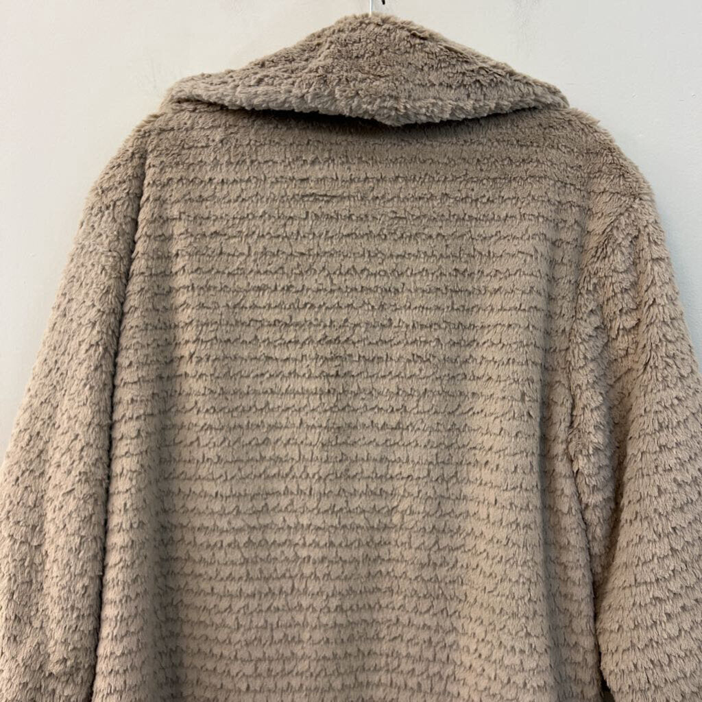 Vince Camuto Beige Faux Fur Long Jacket Large