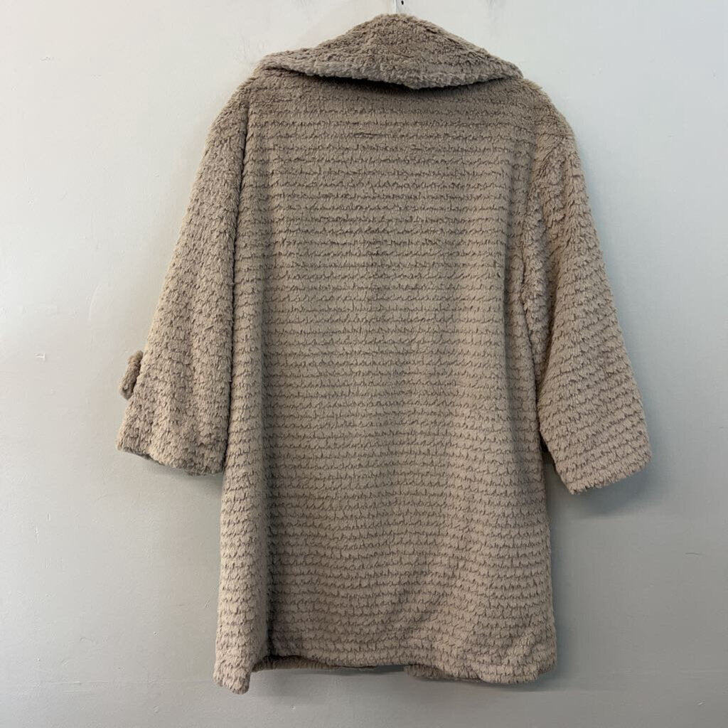 Vince Camuto Beige Faux Fur Long Jacket Large