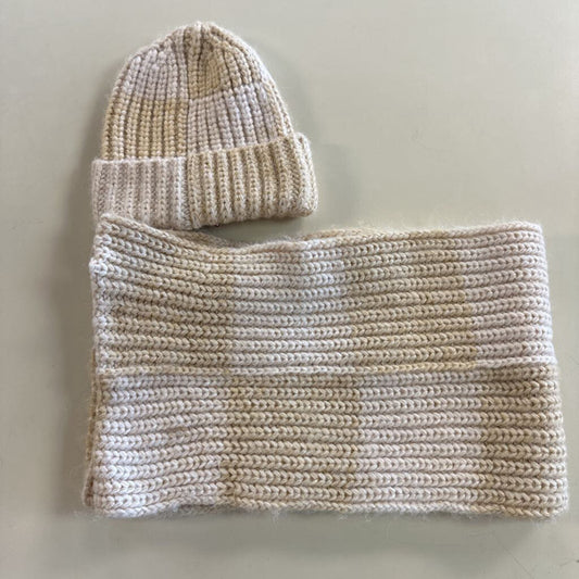Universal Thread Cream/ Beige Chunky Knit Scarf and Beanie Set
