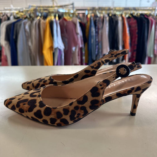 Divanne Brown/ Black Leopard Print Sling Back Heels 8.5