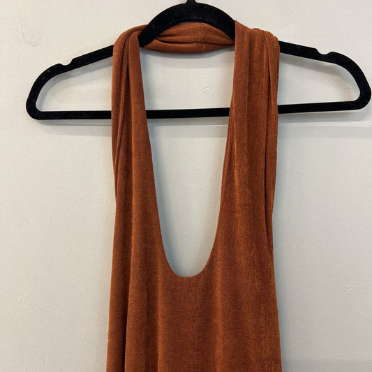 With Jean Rust Brown Halter Neck Mini Dress Medium