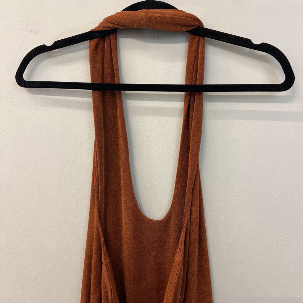 With Jean Rust Brown Halter Neck Mini Dress Medium