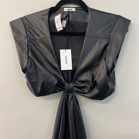 Jason Wu Black Faux Leather Cut Out Short Sleeve Dress Medium