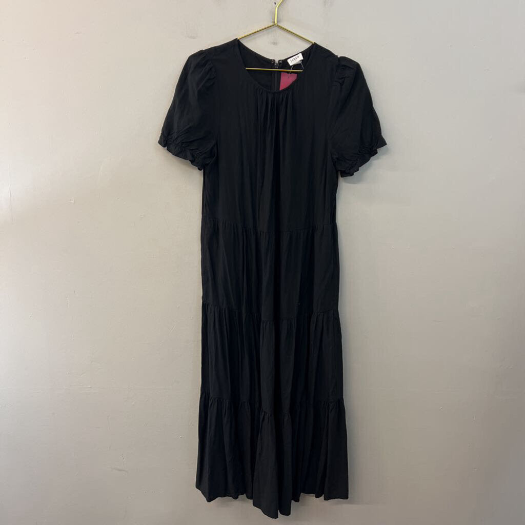 J Crew Black Short Sleeve Tiered Skirt Maxi Dress Medium