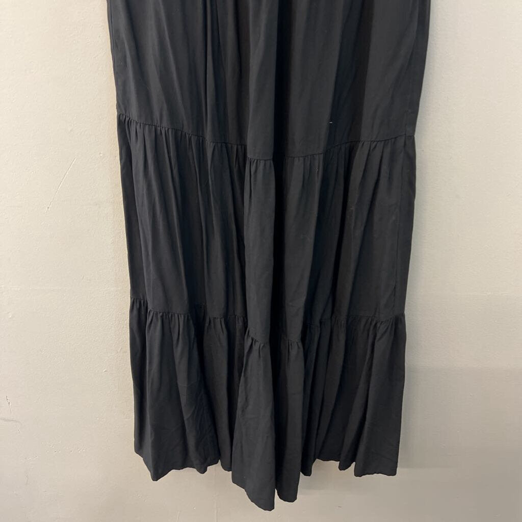 J Crew Black Short Sleeve Tiered Skirt Maxi Dress Medium