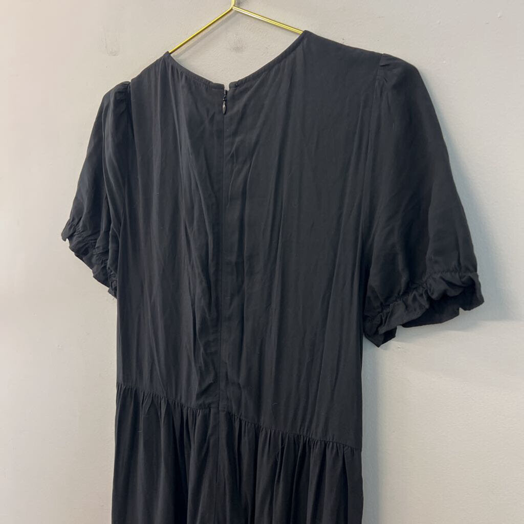J Crew Black Short Sleeve Tiered Skirt Maxi Dress Medium