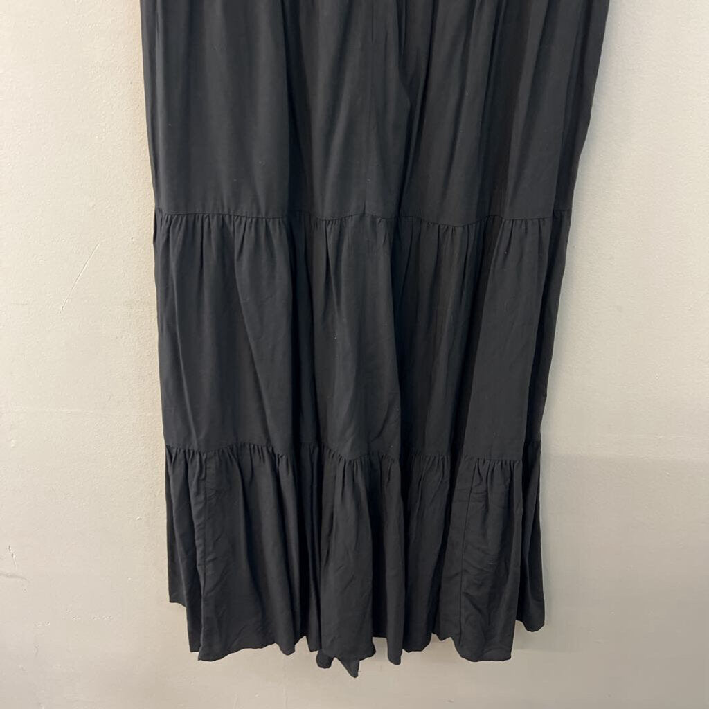 J Crew Black Short Sleeve Tiered Skirt Maxi Dress Medium