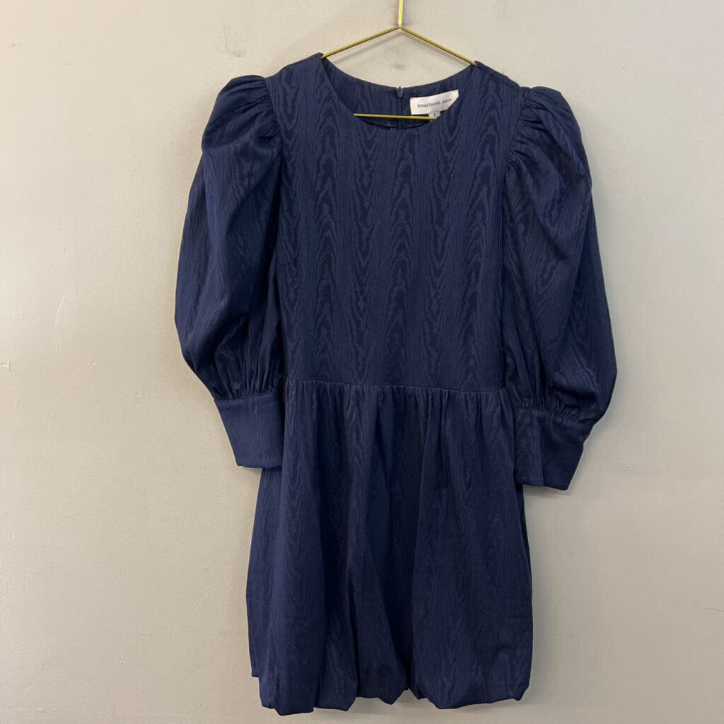 Something Navy Navy Print Long Sleeve Dress Small