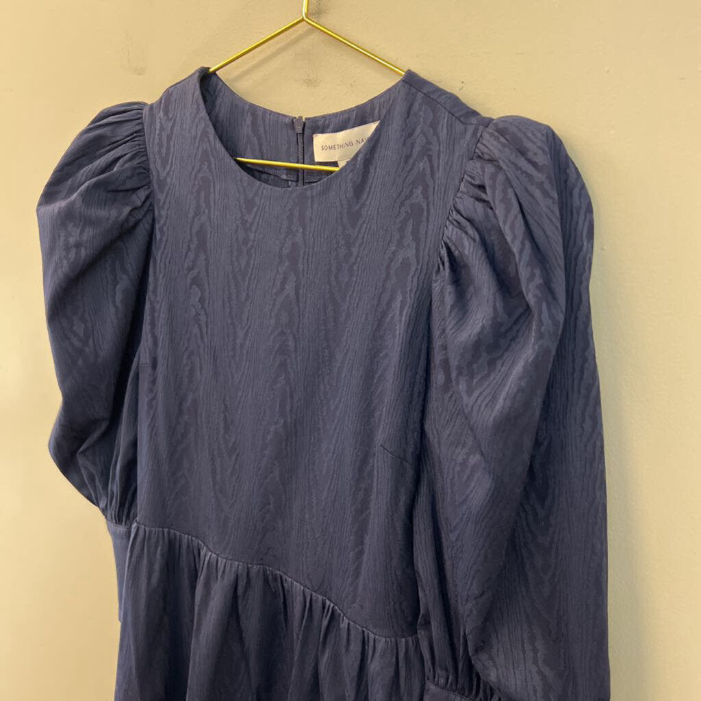 Something Navy Navy Print Long Sleeve Dress Small