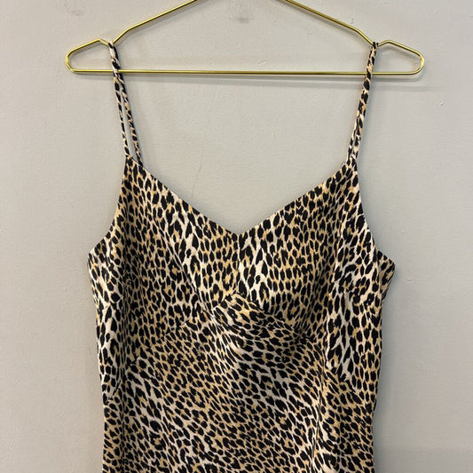Levi Brown/ Black Leopard Print Silky Maxi Dress Medium