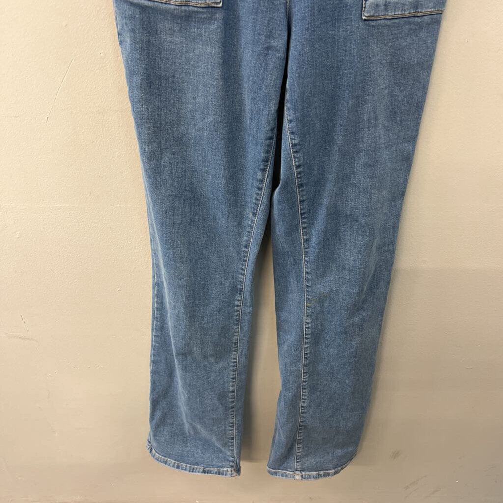 MNG Denim Light Wash Short Sleeve Denim Jumpsuit Medium