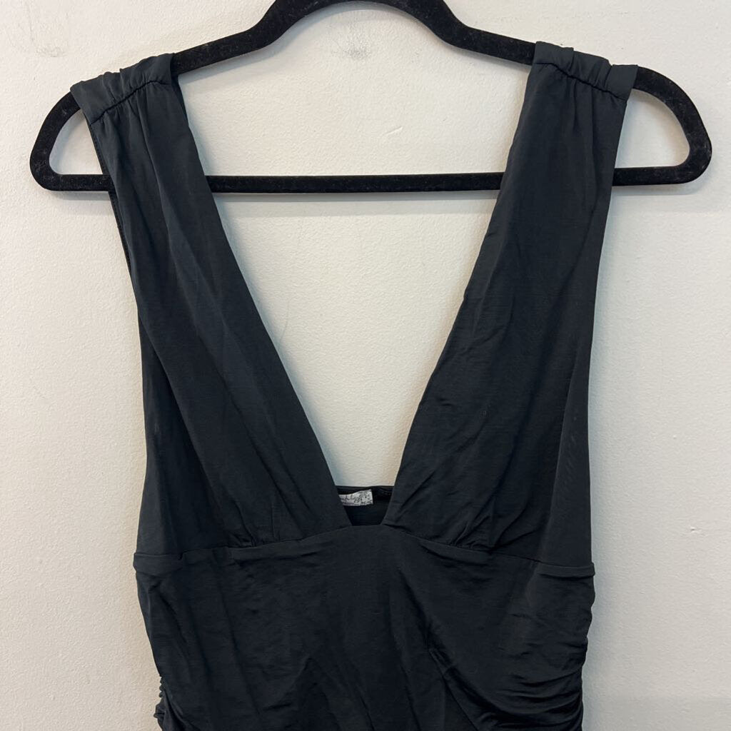 Intimately Free People Black Silky V Neck Mini Dress Medium