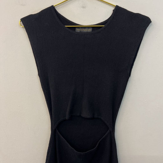 House of Harlow Black Ribbed Cut Out Front Tank Dress Medium