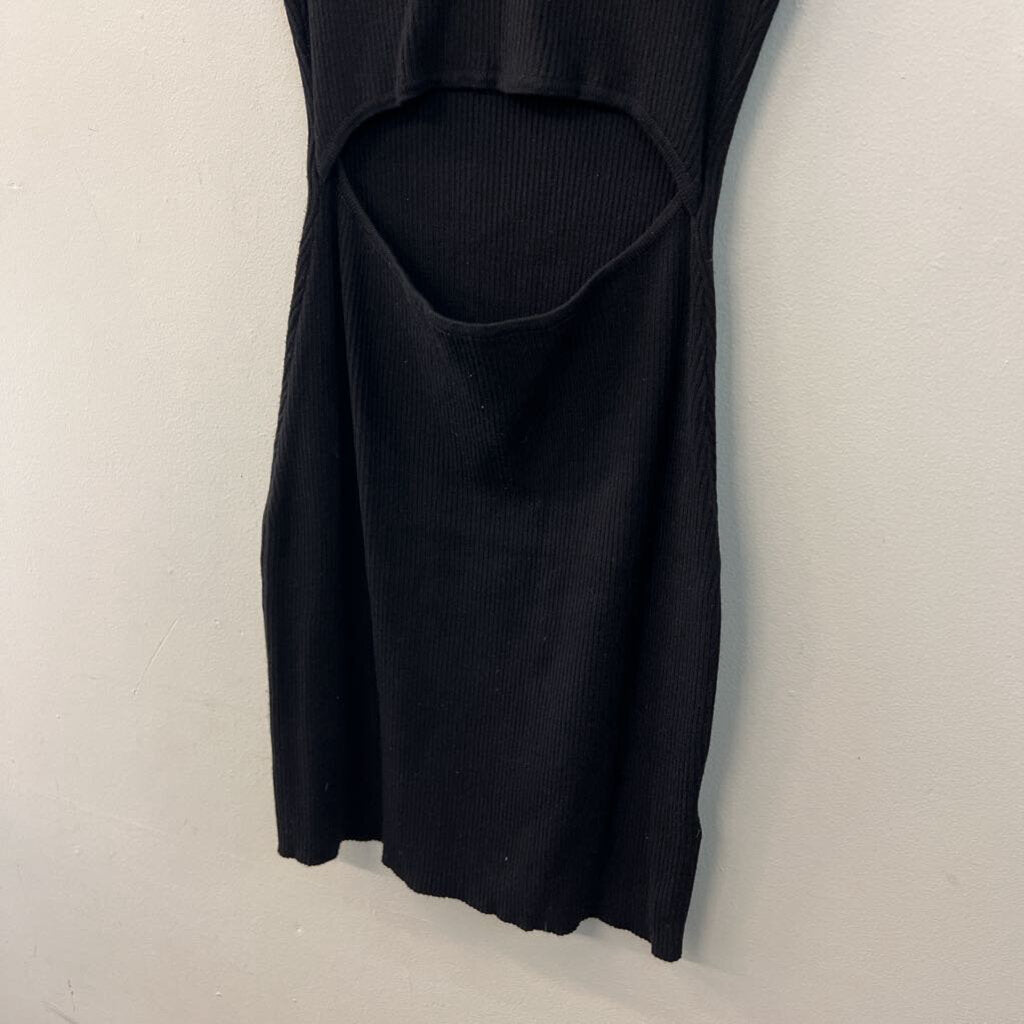 House of Harlow Black Ribbed Cut Out Front Tank Dress Medium
