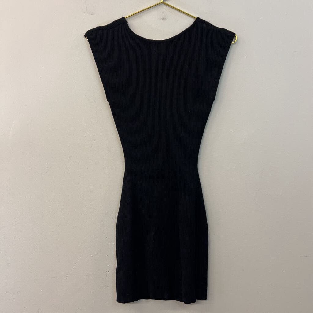 House of Harlow Black Ribbed Cut Out Front Tank Dress Medium
