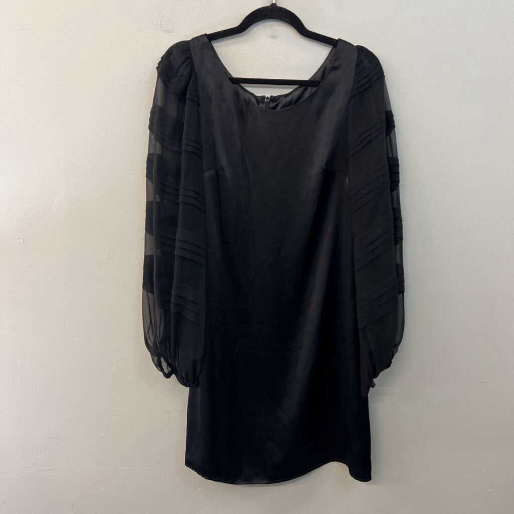 ABS Collection Black Silky Long Sheer Textured Sleeve Dress 6