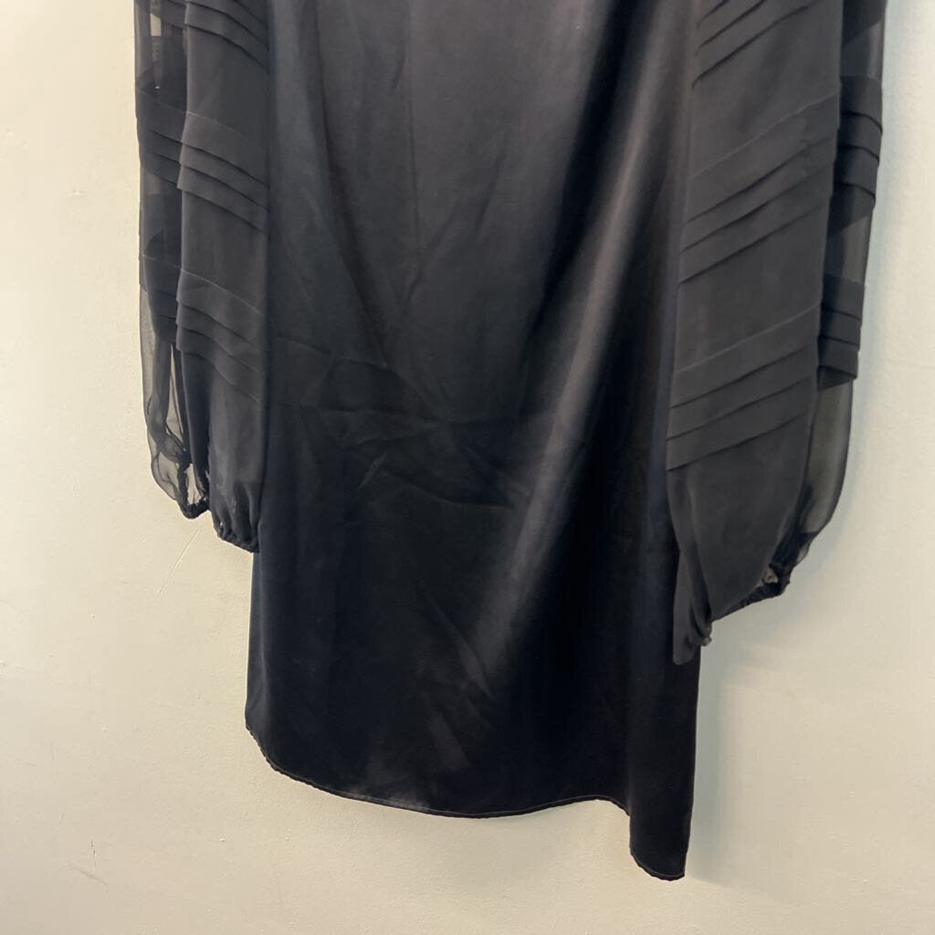 ABS Collection Black Silky Long Sheer Textured Sleeve Dress 6