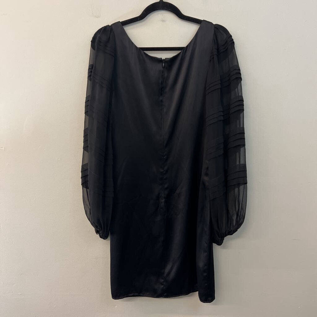 ABS Collection Black Silky Long Sheer Textured Sleeve Dress 6