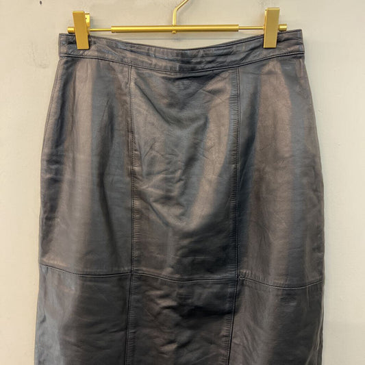 Black Leather Midi Skirt 10
