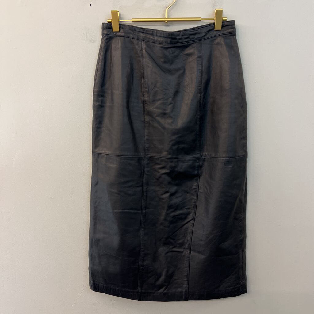 Black Leather Midi Skirt 10