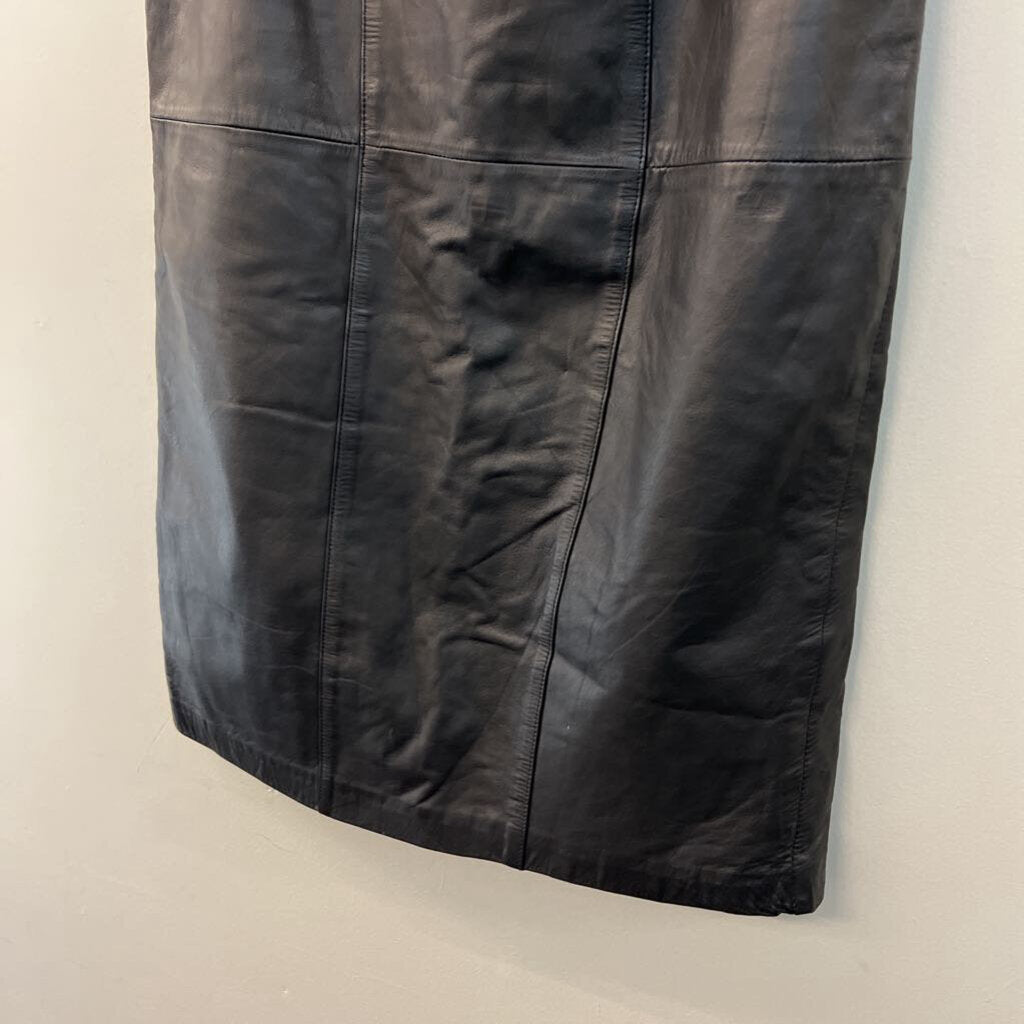 Black Leather Midi Skirt 10