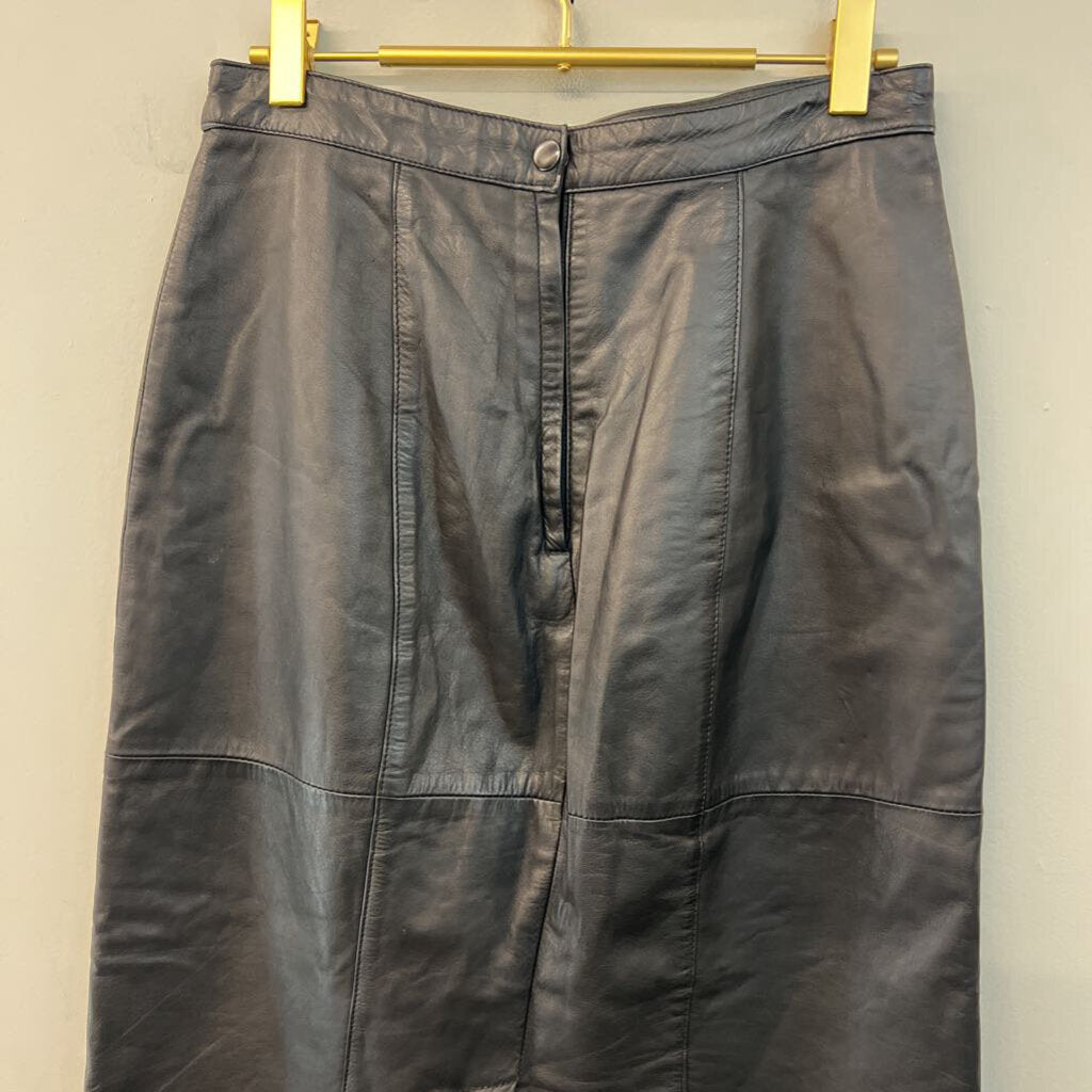Black Leather Midi Skirt 10