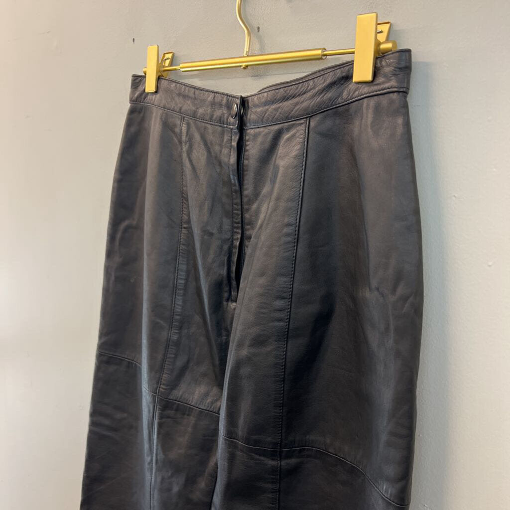 Black Leather Midi Skirt 10