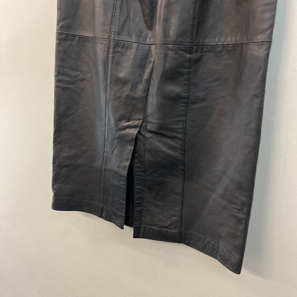 Black Leather Midi Skirt 10