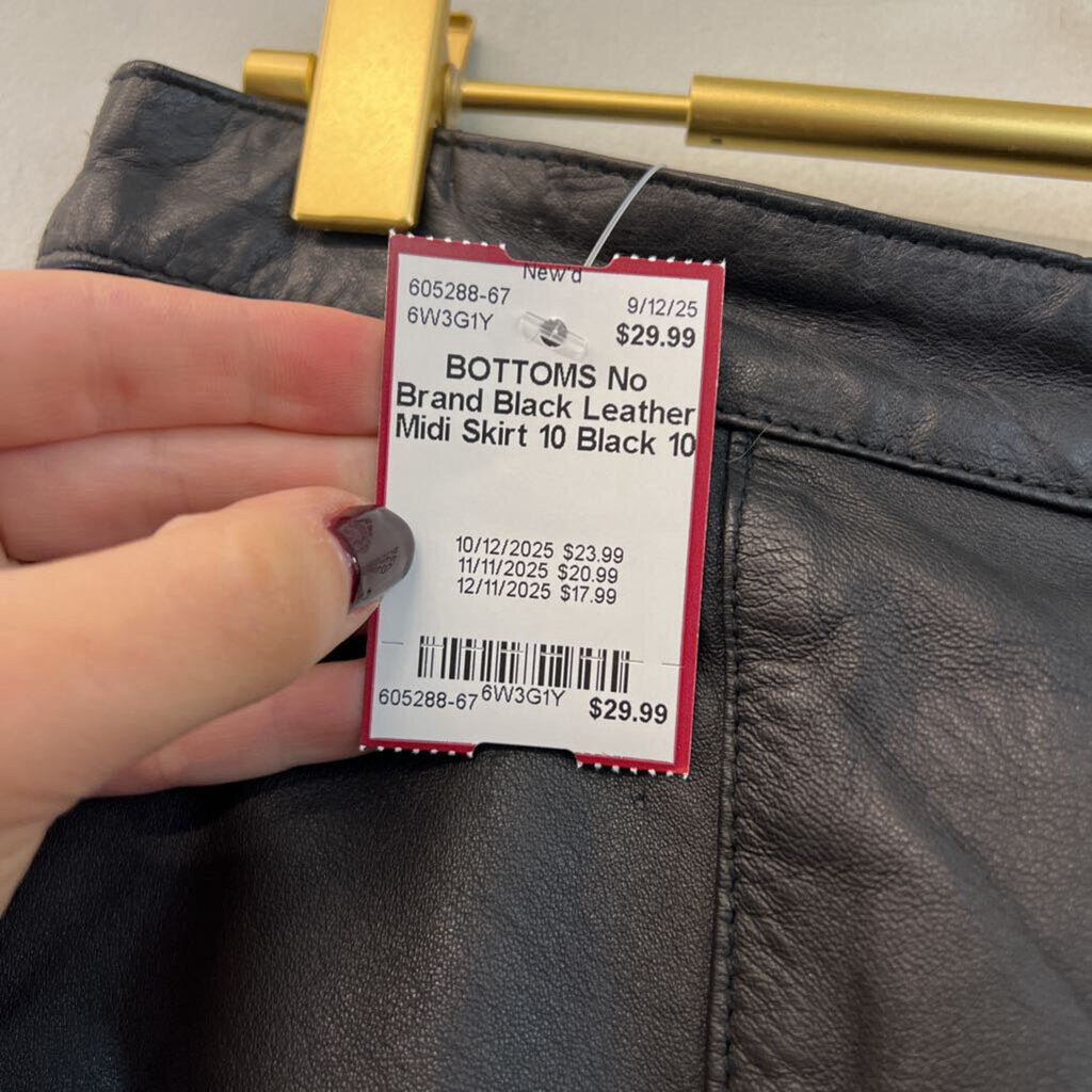 Black Leather Midi Skirt 10