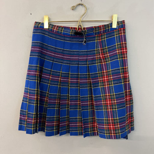 Joanna Barakett Blue/ Multi Plaid Wrap Skirt Medium