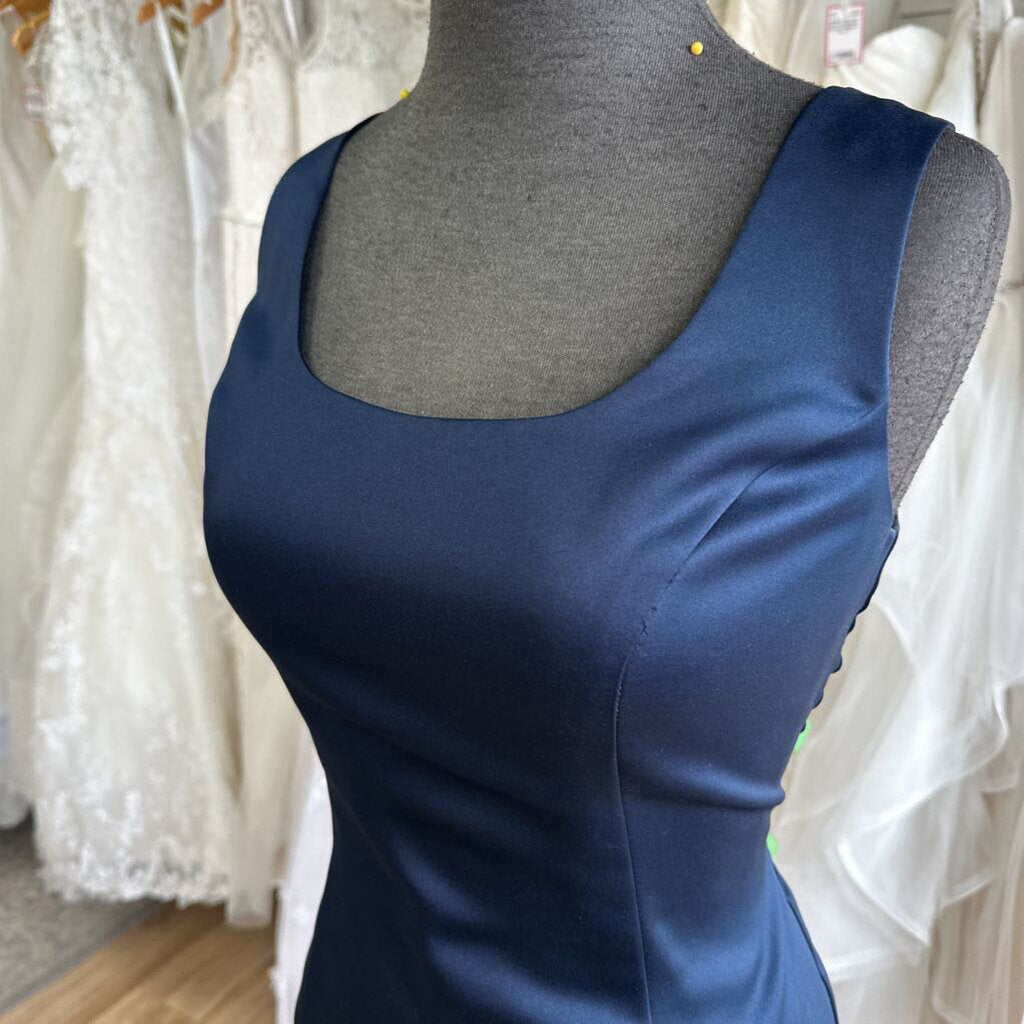 Ever Beauty Navy Embroidered Jacket 2 Piece Long Formal Dress 10 Petite
