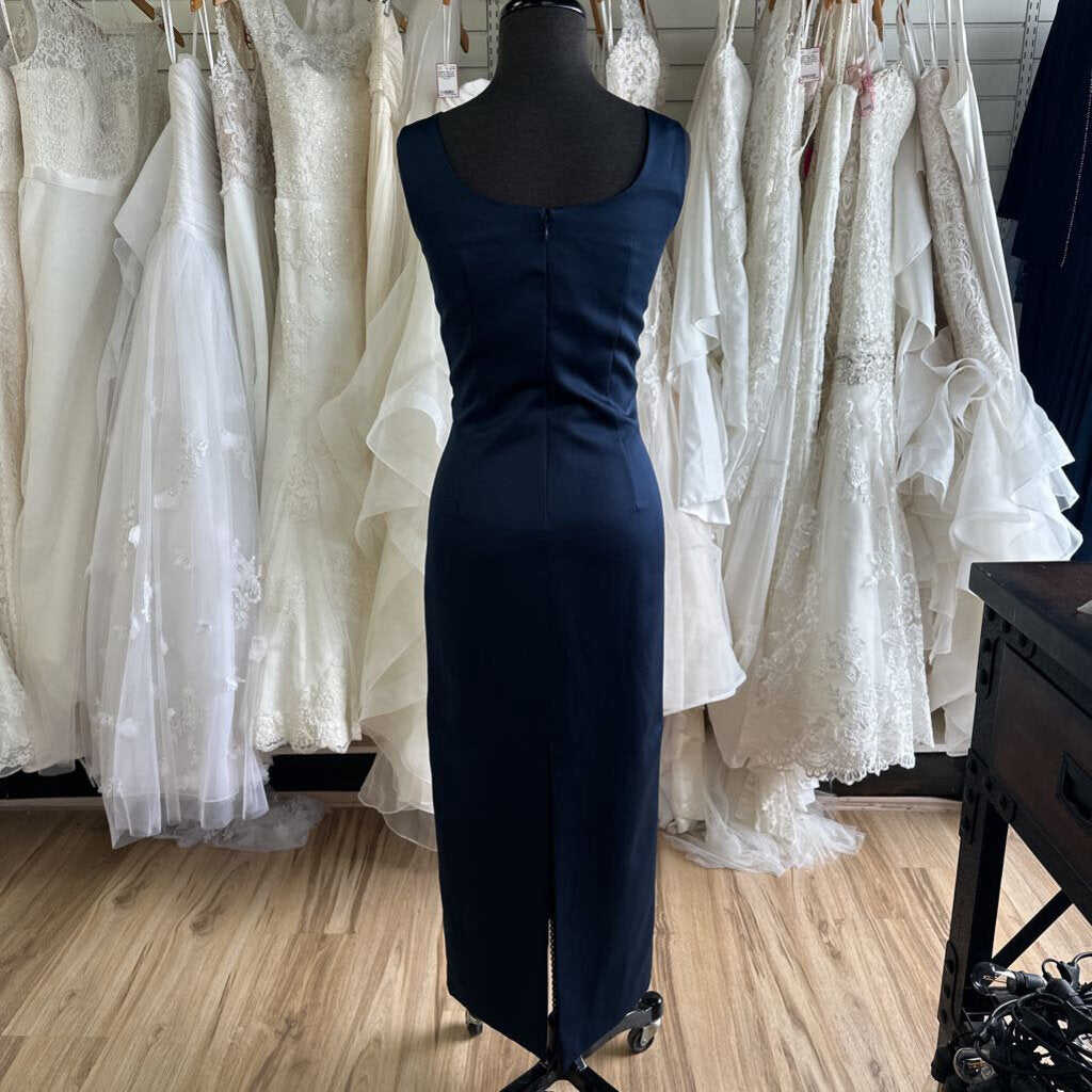 Ever Beauty Navy Embroidered Jacket 2 Piece Long Formal Dress 10 Petite