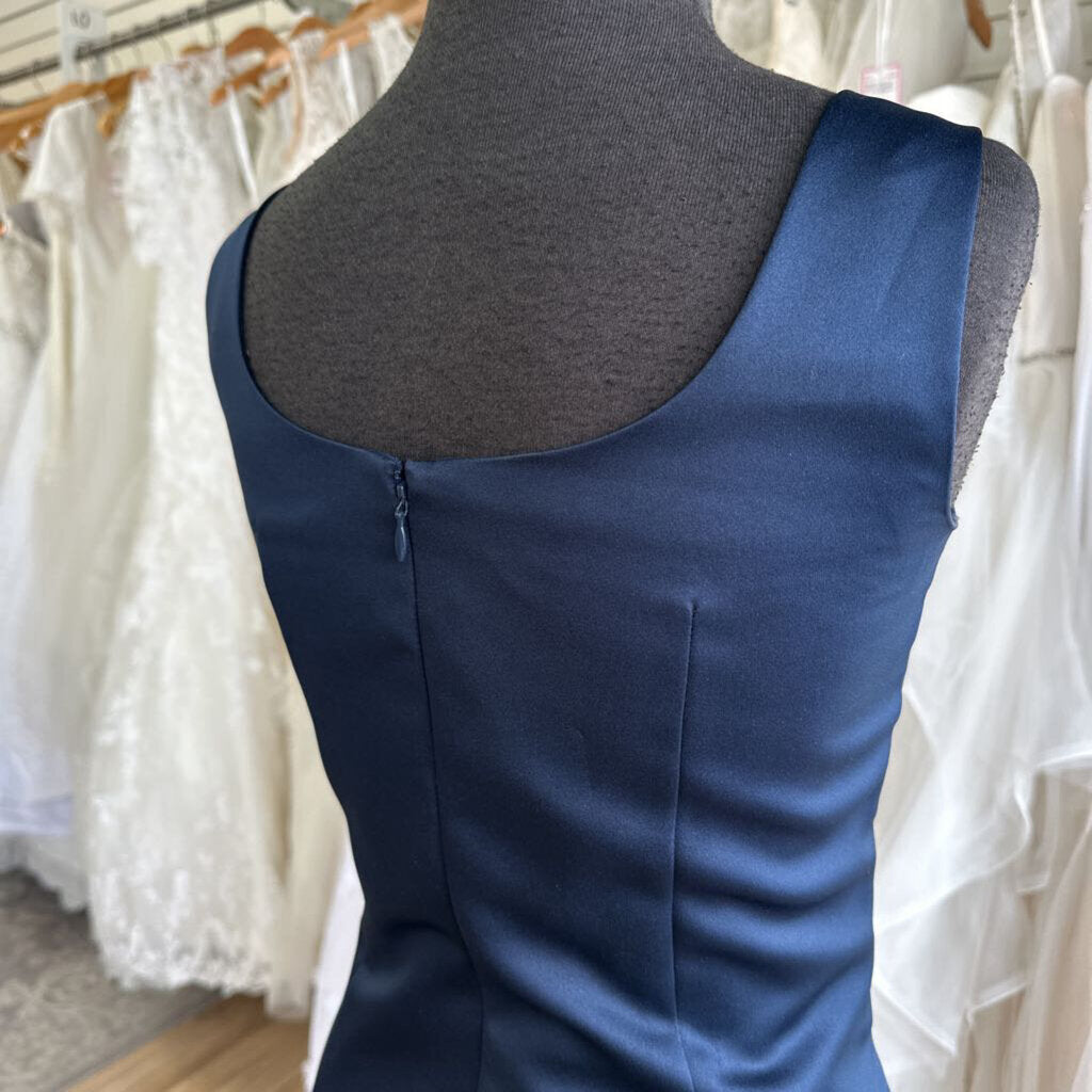 Ever Beauty Navy Embroidered Jacket 2 Piece Long Formal Dress 10 Petite
