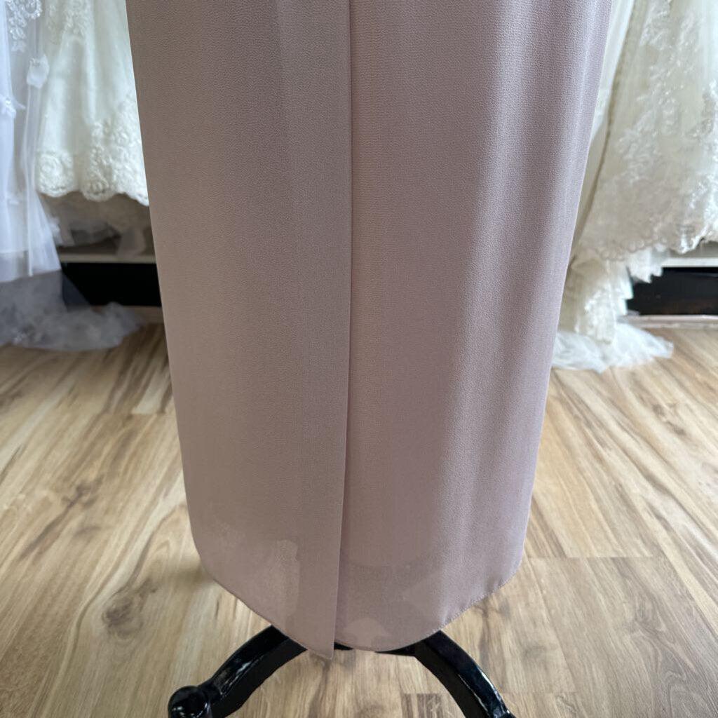 Patra Blush Pearl Detail Short Sleeve Long Formal Dress 10
