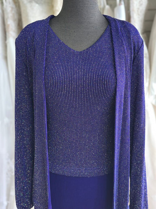 Ronni Nicole Purple/ Silver Shimmer Sparkle Top/ Jacket Long Formal Dress 10