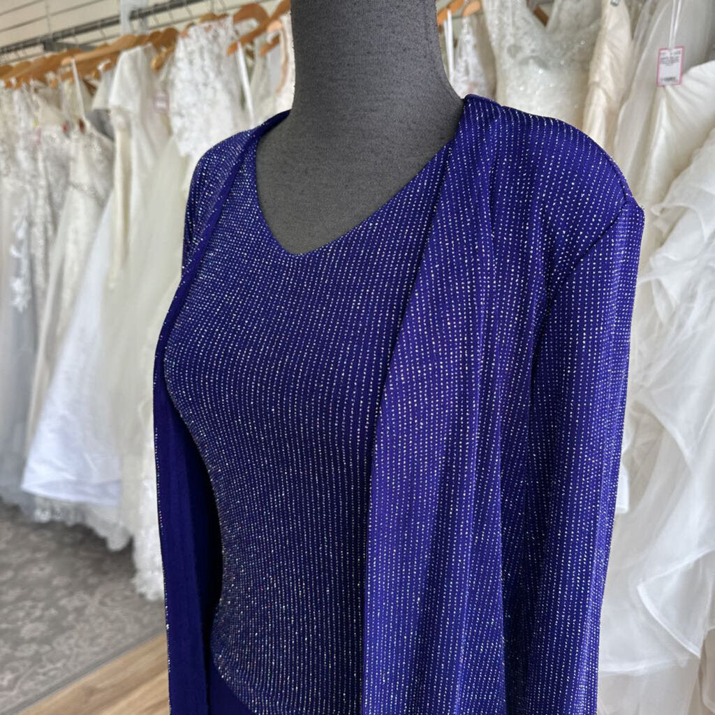Ronni Nicole Purple/ Silver Shimmer Sparkle Top/ Jacket Long Formal Dress 10