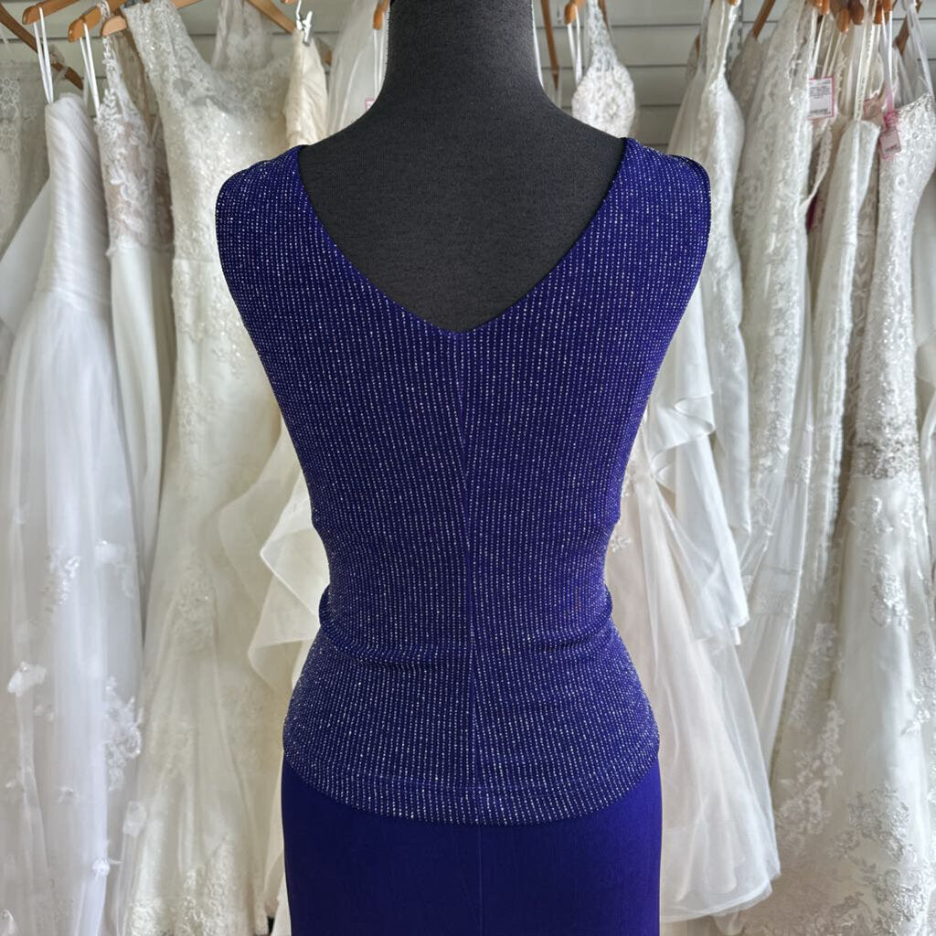 Ronni Nicole Purple/ Silver Shimmer Sparkle Top/ Jacket Long Formal Dress 10