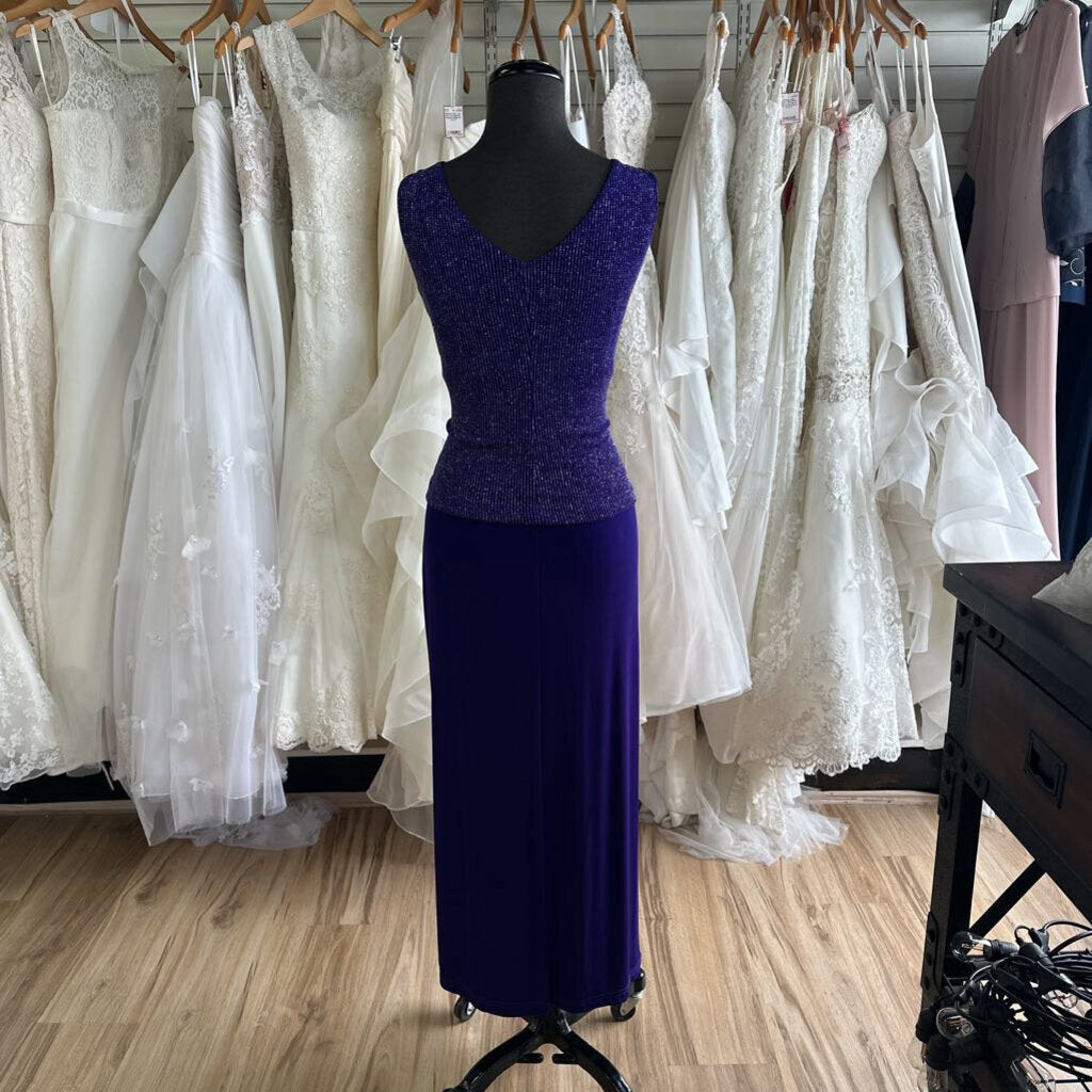 Ronni Nicole Purple/ Silver Shimmer Sparkle Top/ Jacket Long Formal Dress 10