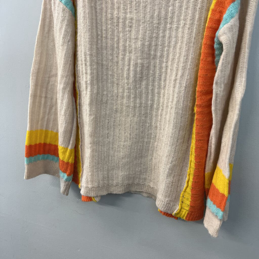 Dokotoo Beige/ Multi Striped Detail Knit Long Sleeve Top Large