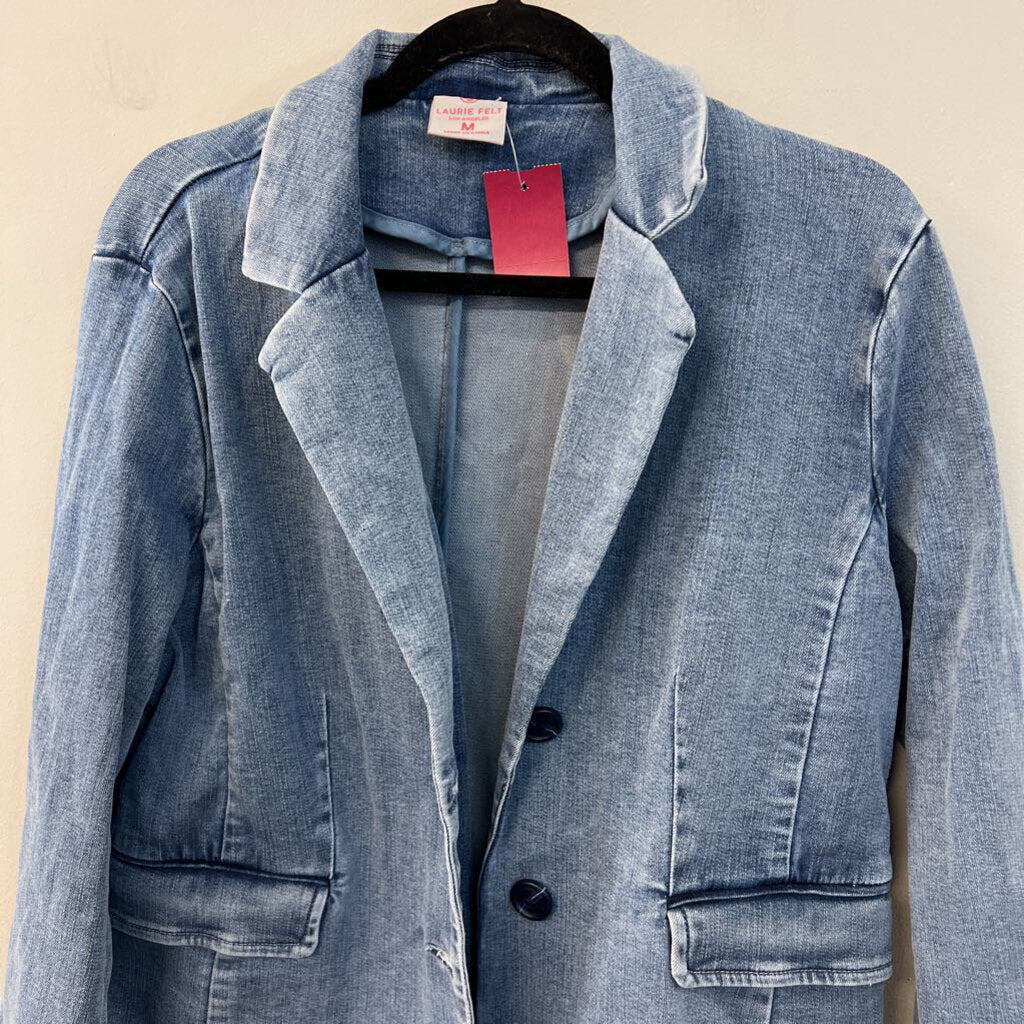 Laurie Felt Light Wash Denim Blazer Jacket Medium