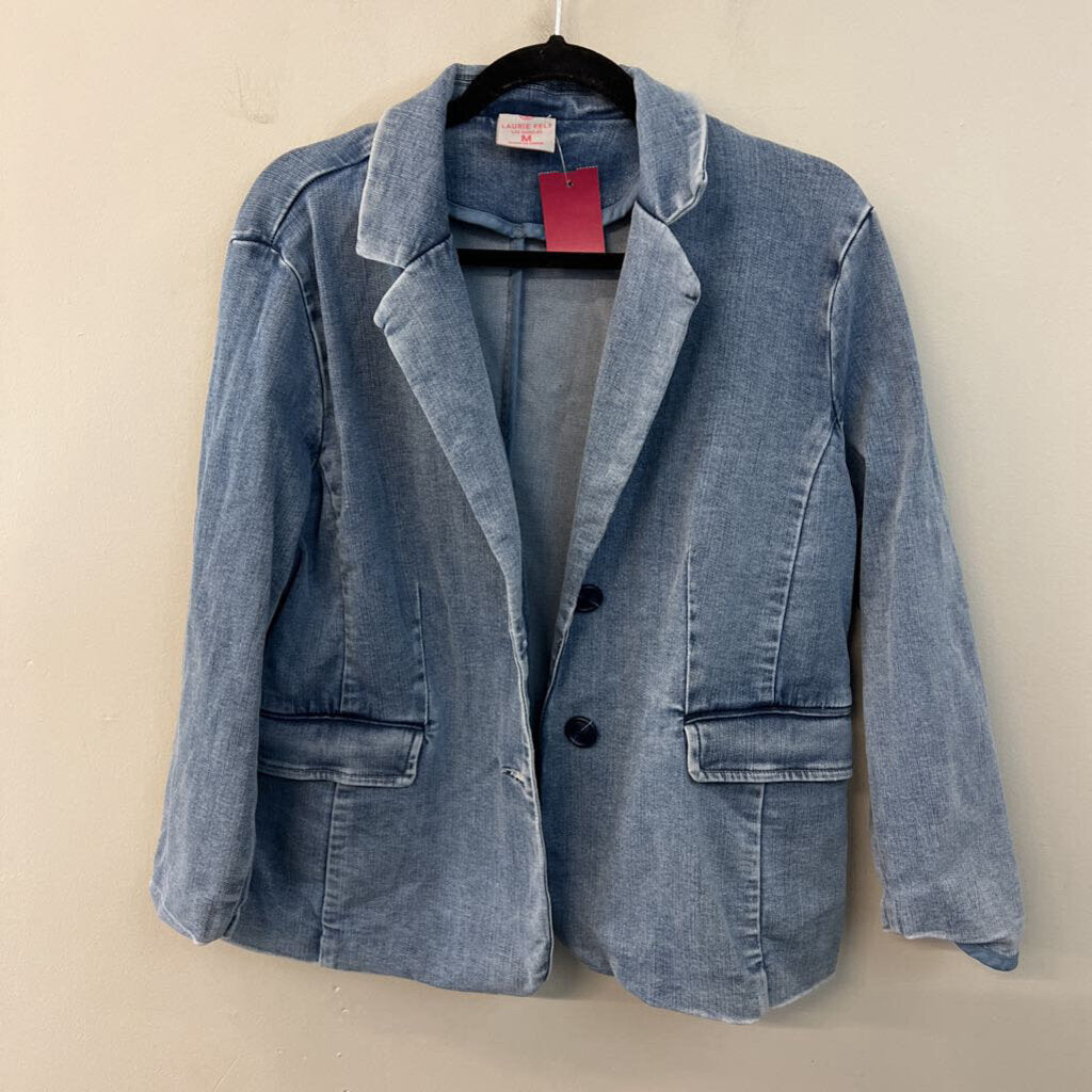 Laurie Felt Light Wash Denim Blazer Jacket Medium