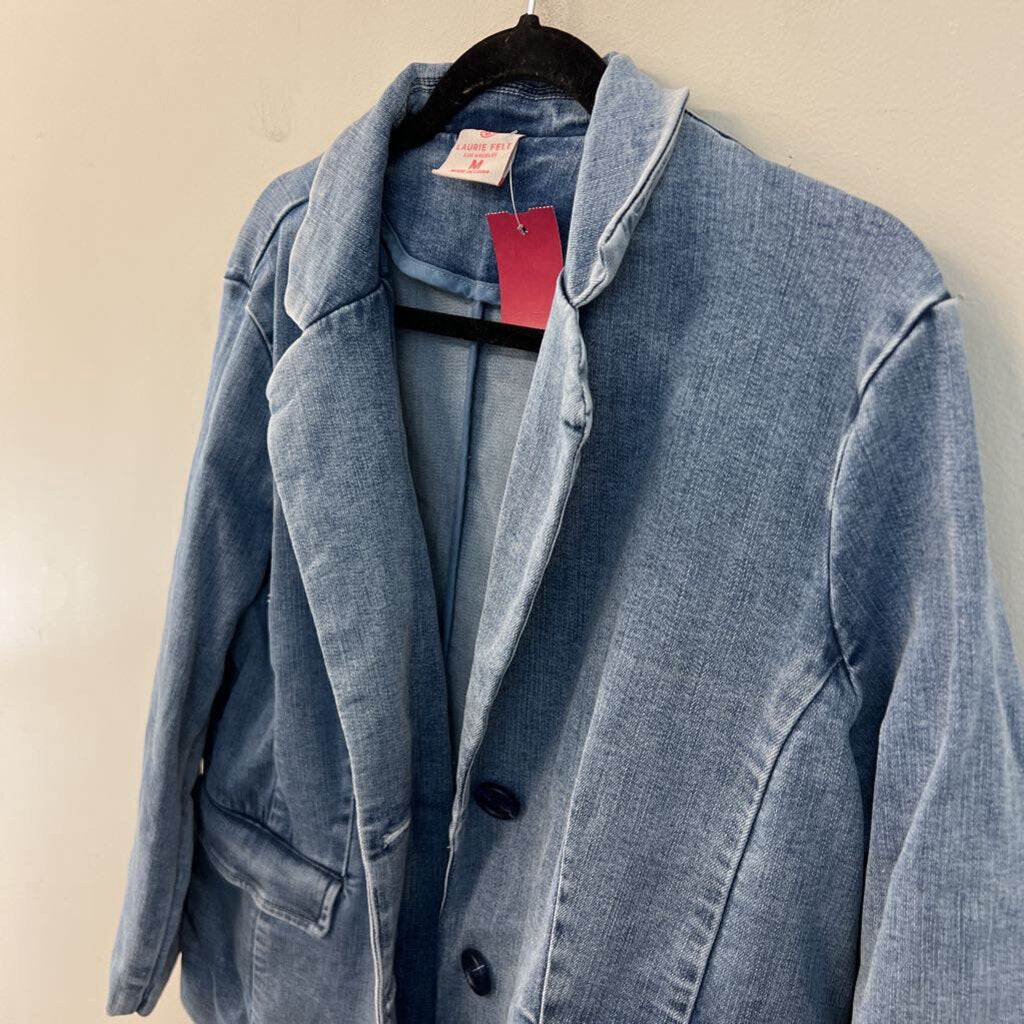 Laurie Felt Light Wash Denim Blazer Jacket Medium