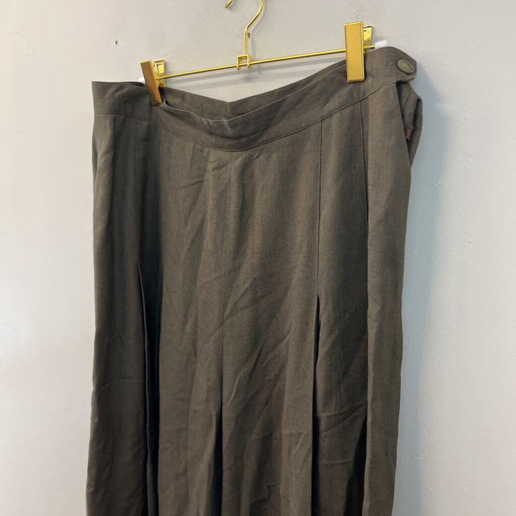 Jones New York Green Linen Wide Leg Pants 14
