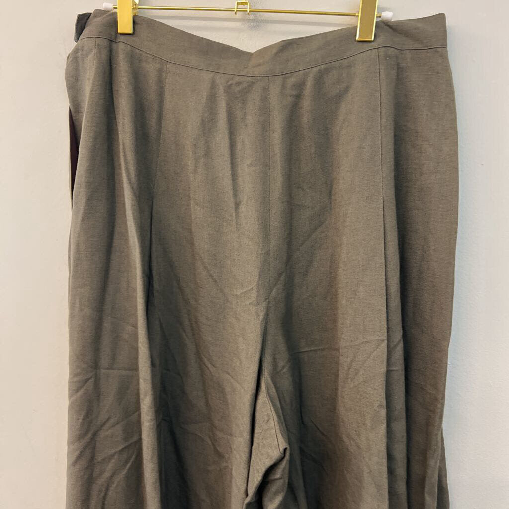 Jones New York Green Linen Wide Leg Pants 14